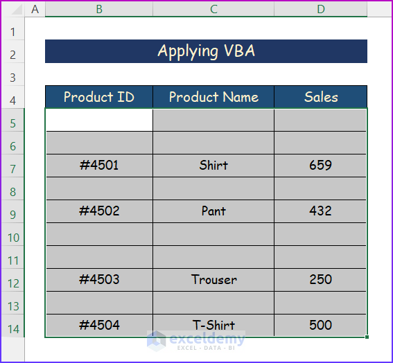 Applying VBA to Fill Blank Cells with Value Below in Excel