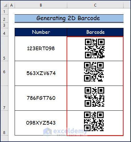 Generating 2D Barcode in Excel