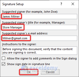 Using Insert Option to Add Digital Signature