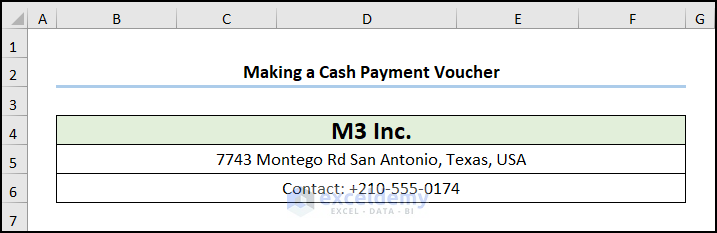 Add Company Details to cash payment voucher