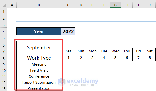 Making a Monthly Work Schedule in Excel