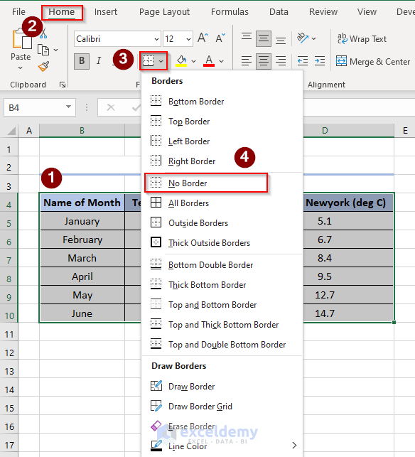 how to remove text box border in excel