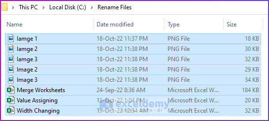 Showing Final Result for Utilizing CMD Propmt as An Easy Way to Rename Files in A Folder in Excel