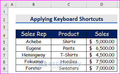 Applying Keyboard Shortcuts to Save a Copy of an Excel File