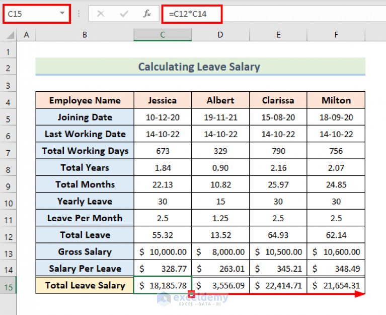 Leave Salary Calculation In Excel With Easy Steps Exceldemy