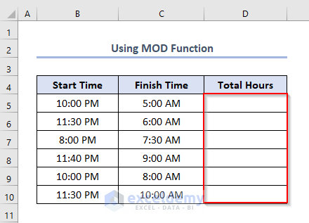 Applying MOD Function for Negative Hour Difference