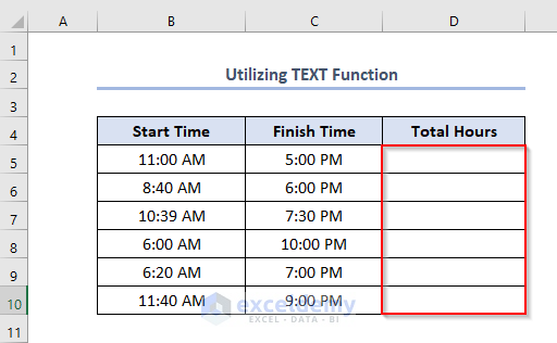 Using Text Function to Calculate Working Hours