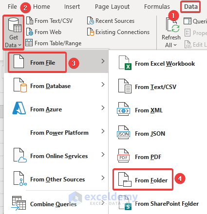 Access the Power Query Tool to Merge CSV Files into a Single Sheet