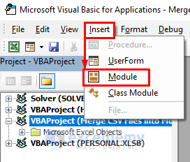 Insert a New Module to Merge CSV Files into Multiple Sheets