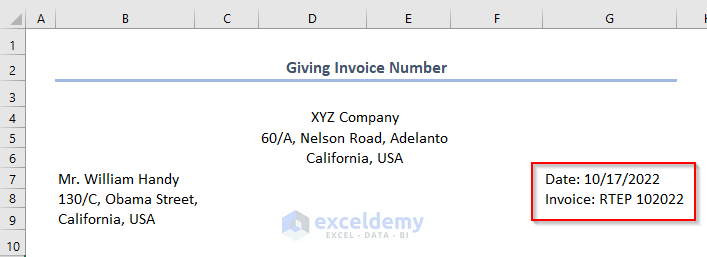Giving an Invoice Number