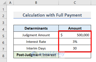 Excel Post-Judgement Calculator with Full Payment