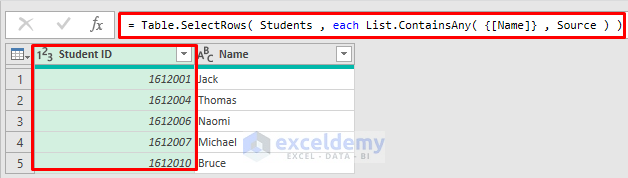 Formula to Import Students' IDs