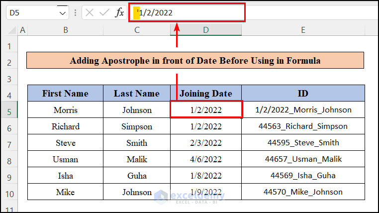 Adding Apostrophe/Space Before Dates to Stop Excel from Converting Date to Number in Formula