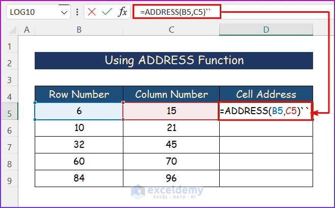 What Is a Cell Address in Excel by Using ADDRESS Function
