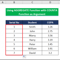 aggregate formula for serial number in excel