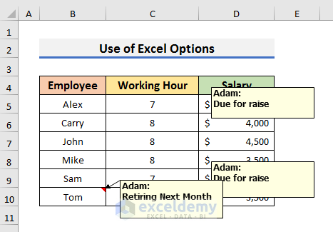Anchoring Comment Boxes Using Excel Options