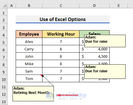 Anchoring Comment Boxes Using Excel Options
