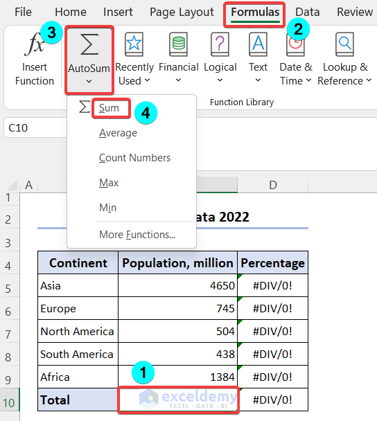 How to Calculate Percentage Using AutoSum in Excel