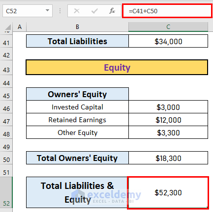 Create a Balance Sheet Format for Trading Company in Excel