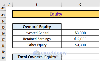 Input for balance sheet format for trading company in excel