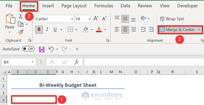 Create Biweekly Budget in Excel Manually