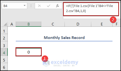 Applying formula to Compare 2 CSV files in Excel