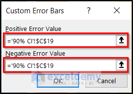 custom error bars values for confidence interval error bars excel