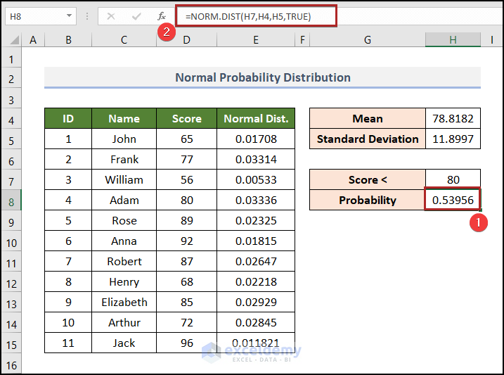  finding out continuous probability in excel