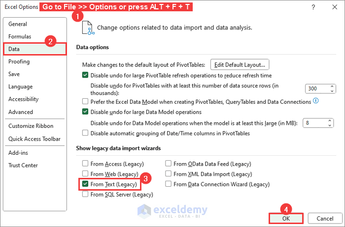enable data import from legacy text