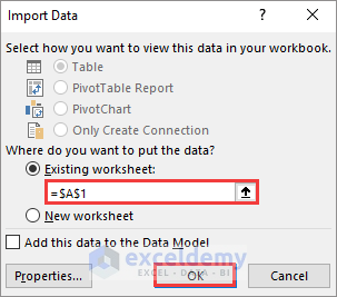 location for csv data import 