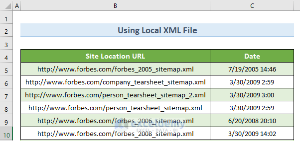 using local system to convert XML to columns in excel