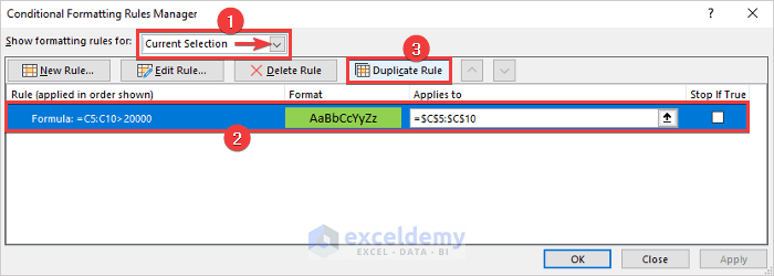 create duplicate conditional formatting rule