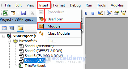 insert module in VB editor