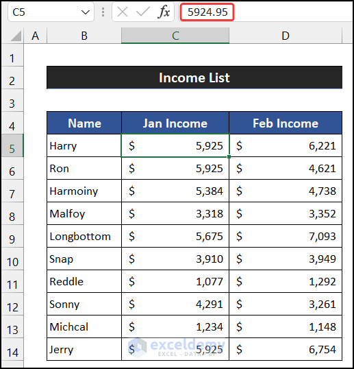Data patterns of Excel