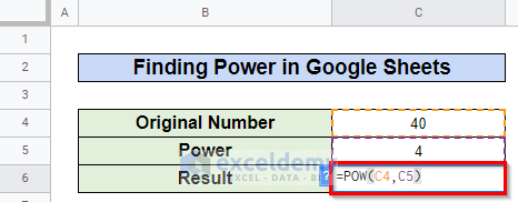 differences between excel and google sheets formulas in finding power
