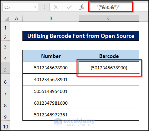 formatting text before changing font for ean 13 barcode generator excel