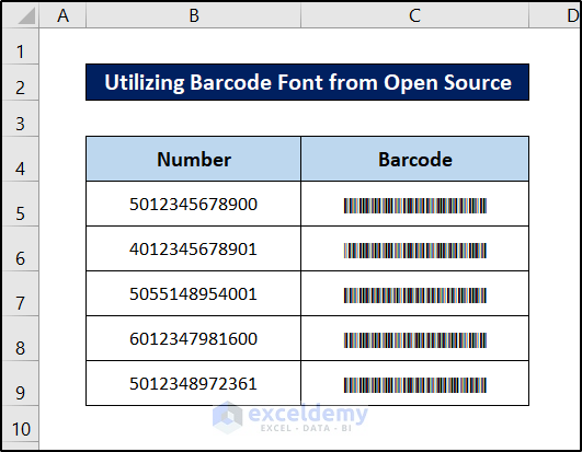 ean 13 barcode generator excel utilizing barcode font from open source