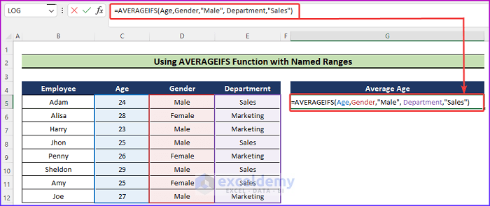 inserting formula to use excel averageifs function with multiple criteria