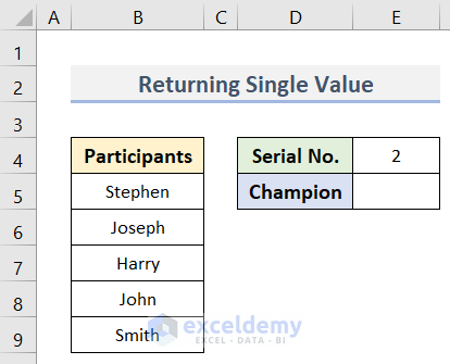Return Single Value in Excel Using CHOOSE Function with Array
