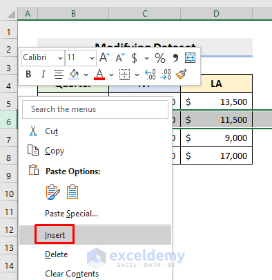 Modify Dataset for Changing Column Chart Spacing in Excel