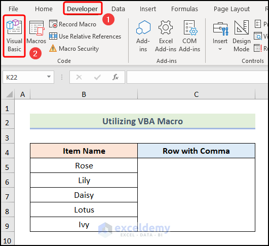 Utilizing VBA Macro to Convert Column to Row with Comma in Excel