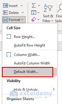 How to Change Default Column Width in Excel
