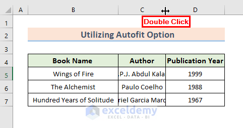 Utilize Excel Autofit Option to Change Column Width