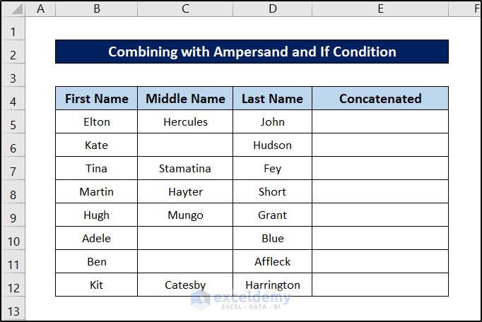 excel concatenate if condition with ampersand and if