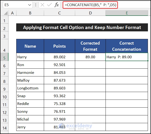 Using CONCATENATE Function Concatenate and Keep Number Format