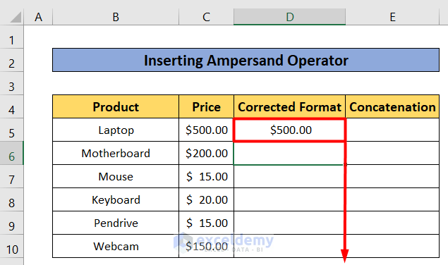 ampersand operator of excel concatenate keep text formatting