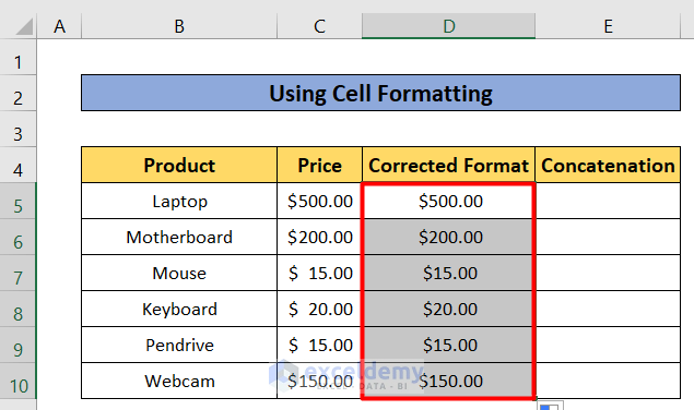cell formatting of excel concatenate keep text formatting