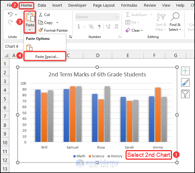 How to Copy Chart Without Source Data and Retain Formatting in Excel 2
