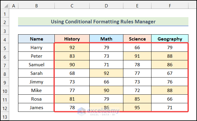 Final output of method 3 to copy conditional formatting color to another cell in Excel