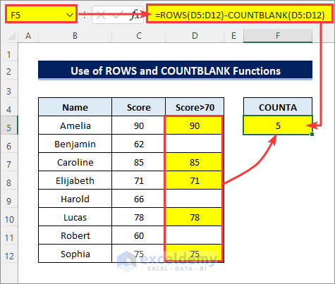 solution to counta not working in excel